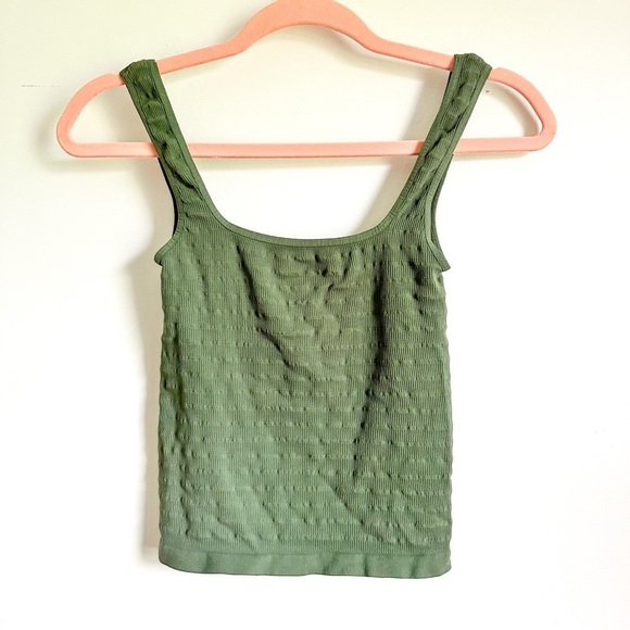 Intimately Free People Green Ribbed Square One Stretch Cropped Tank Top sz XS/S - Picture 4 of 8